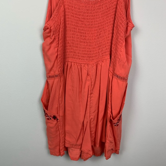 Coco + Jaimeson Floral Coral Embroidered Romper - Picture 11 of 13